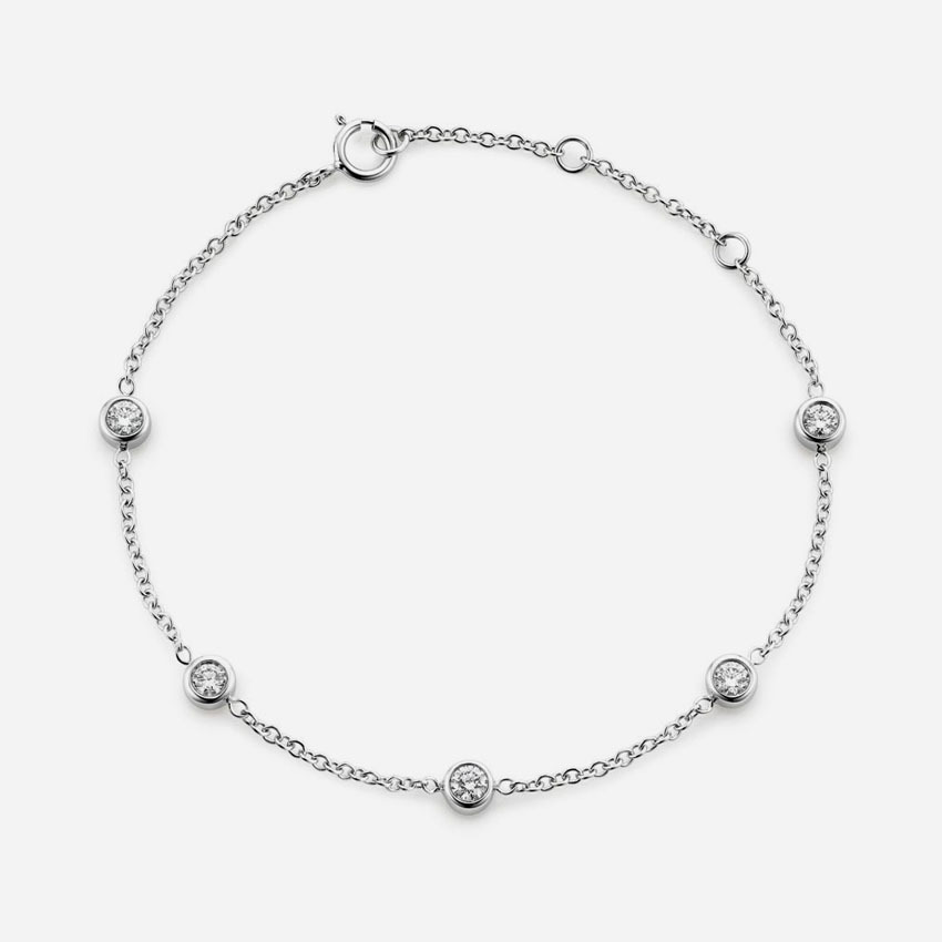 Five Round Moissanite Bezel Bracelet