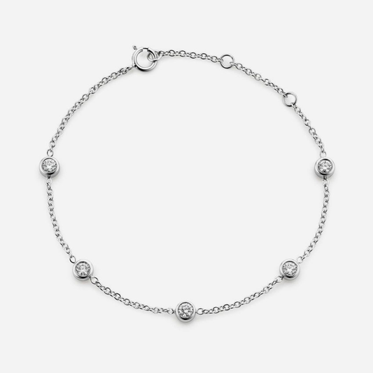 Five Round Moissanite Bezel Bracelet