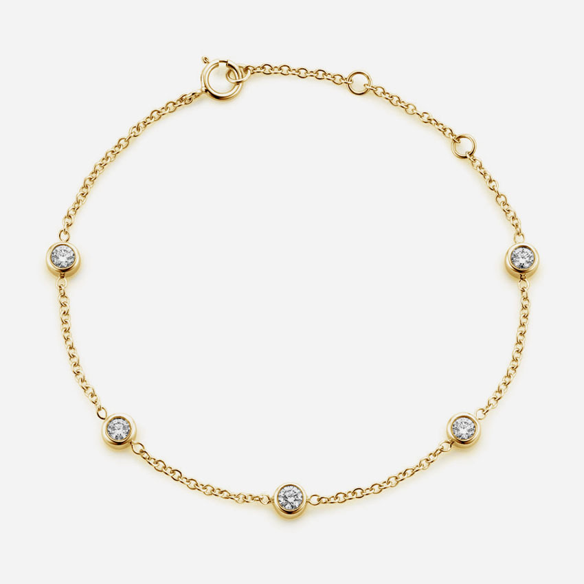 Five Round Moissanite Bezel Bracelet