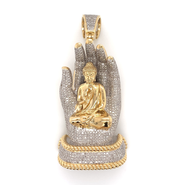 3.00 CT Moissanite Iced Out Buddha in Hand Pendant