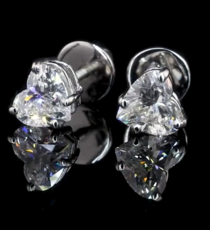 Heart Moissanite Stud Earrings