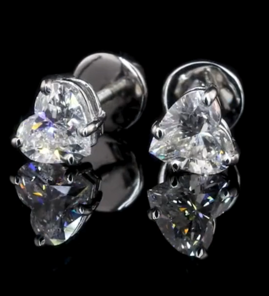 Heart Moissanite Stud Earrings