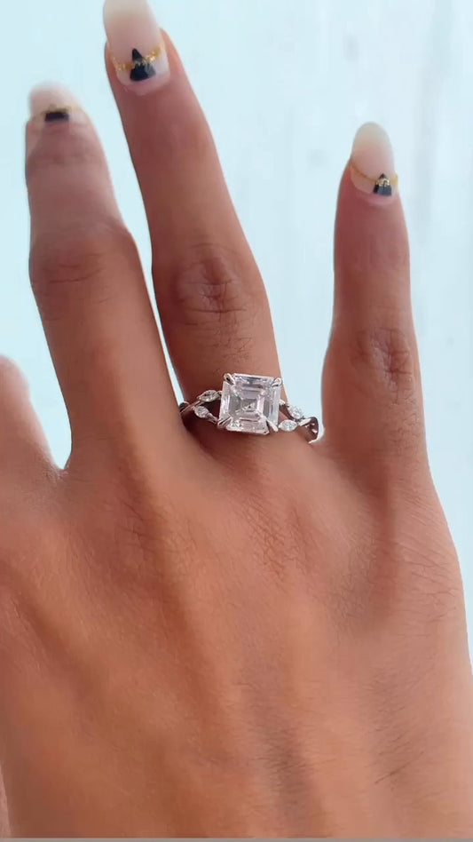 Calista Asscher Unique Moissanite Engagement Ring