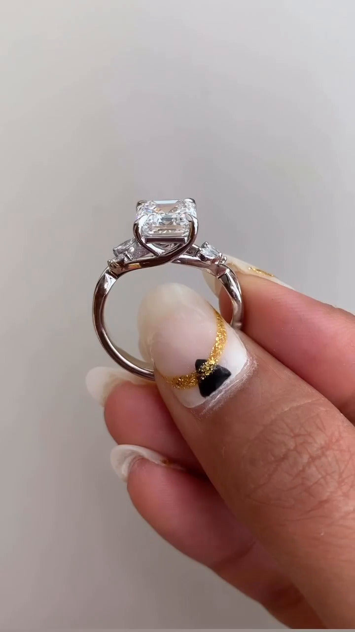 Calista Asscher Unique Moissanite Engagement Ring