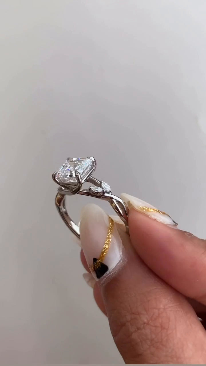 Calista Asscher Unique Moissanite Engagement Ring