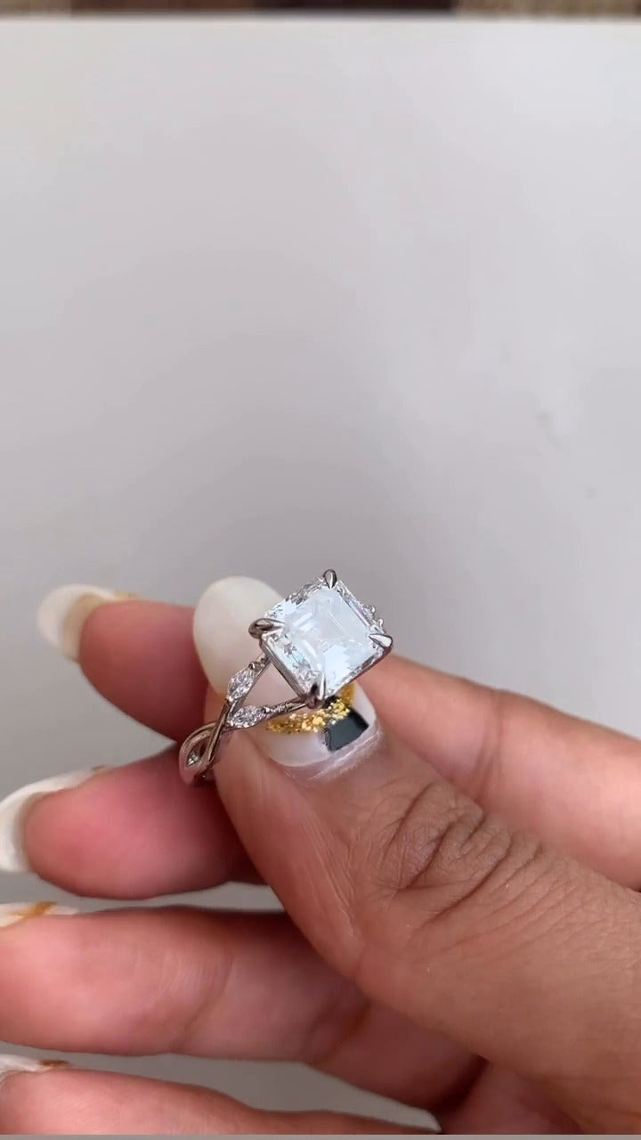 Calista Asscher Unique Moissanite Engagement Ring
