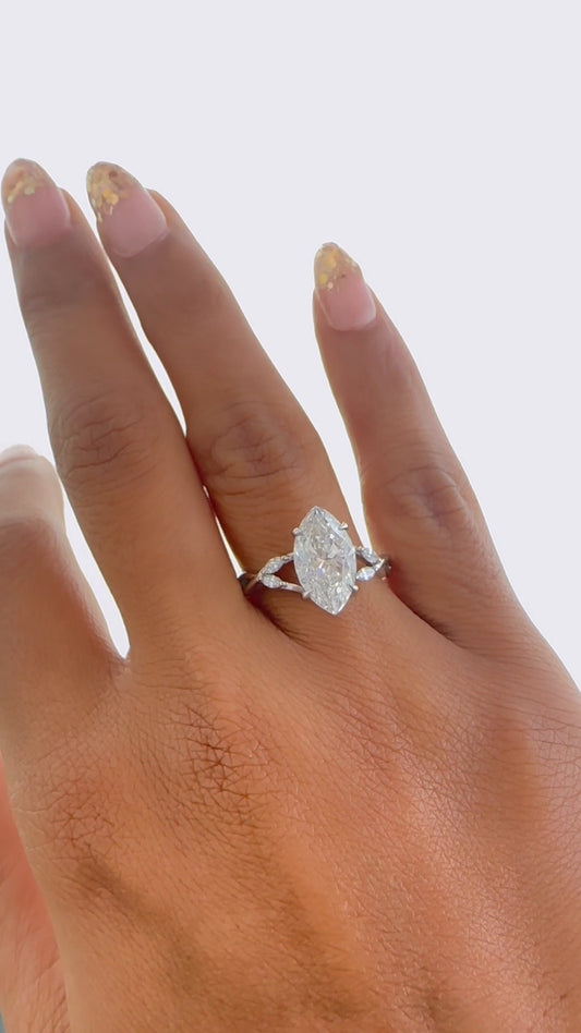Calista Marquise Unique Moissanite Engagement Ring