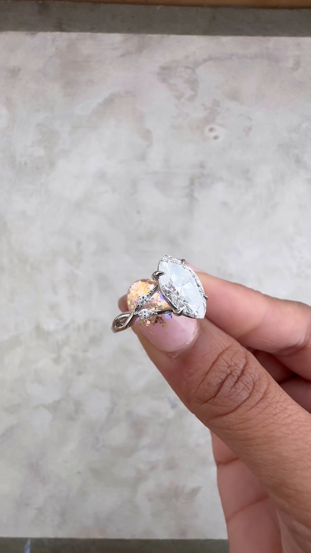 Calista Marquise Unique Moissanite Engagement Ring