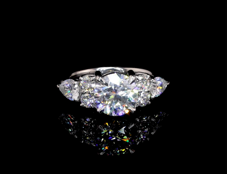 Three Stone Moissanite Engagement Ring