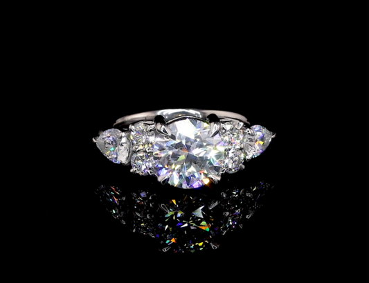 Three Stone Moissanite Engagement Ring