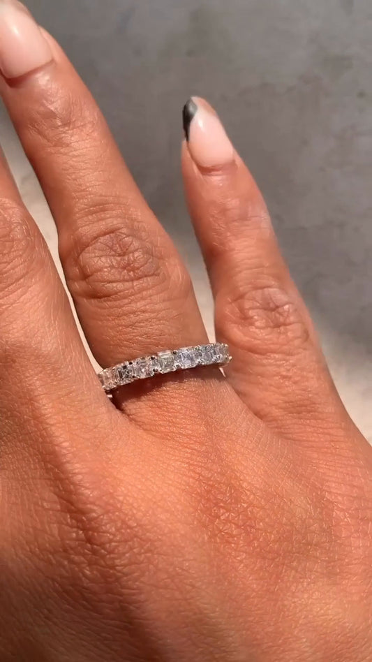 Classic Asscher Moissanite Eternity Band