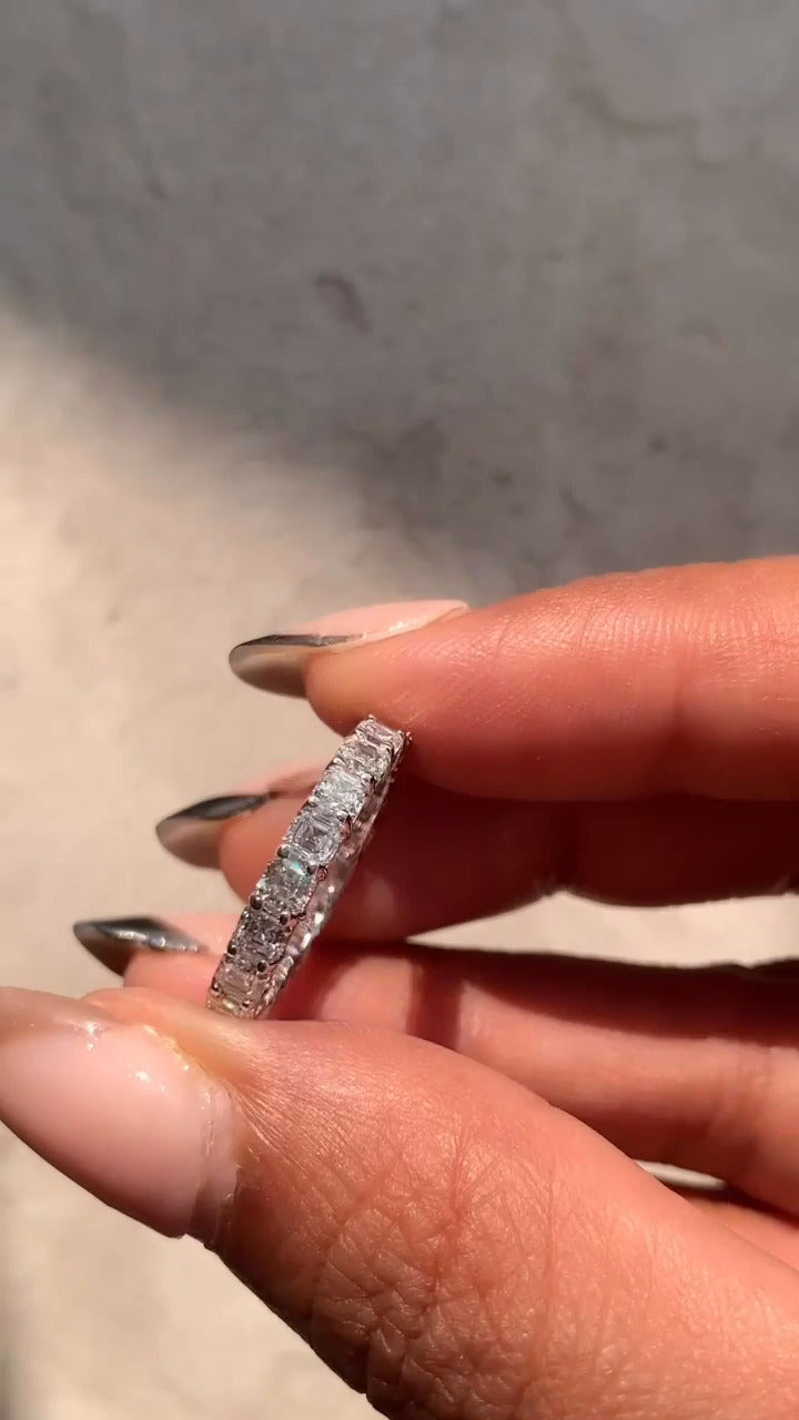 Classic Asscher Moissanite Eternity Band