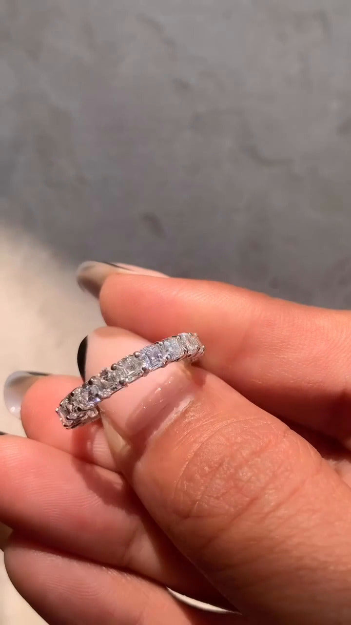 Classic Asscher Moissanite Eternity Band