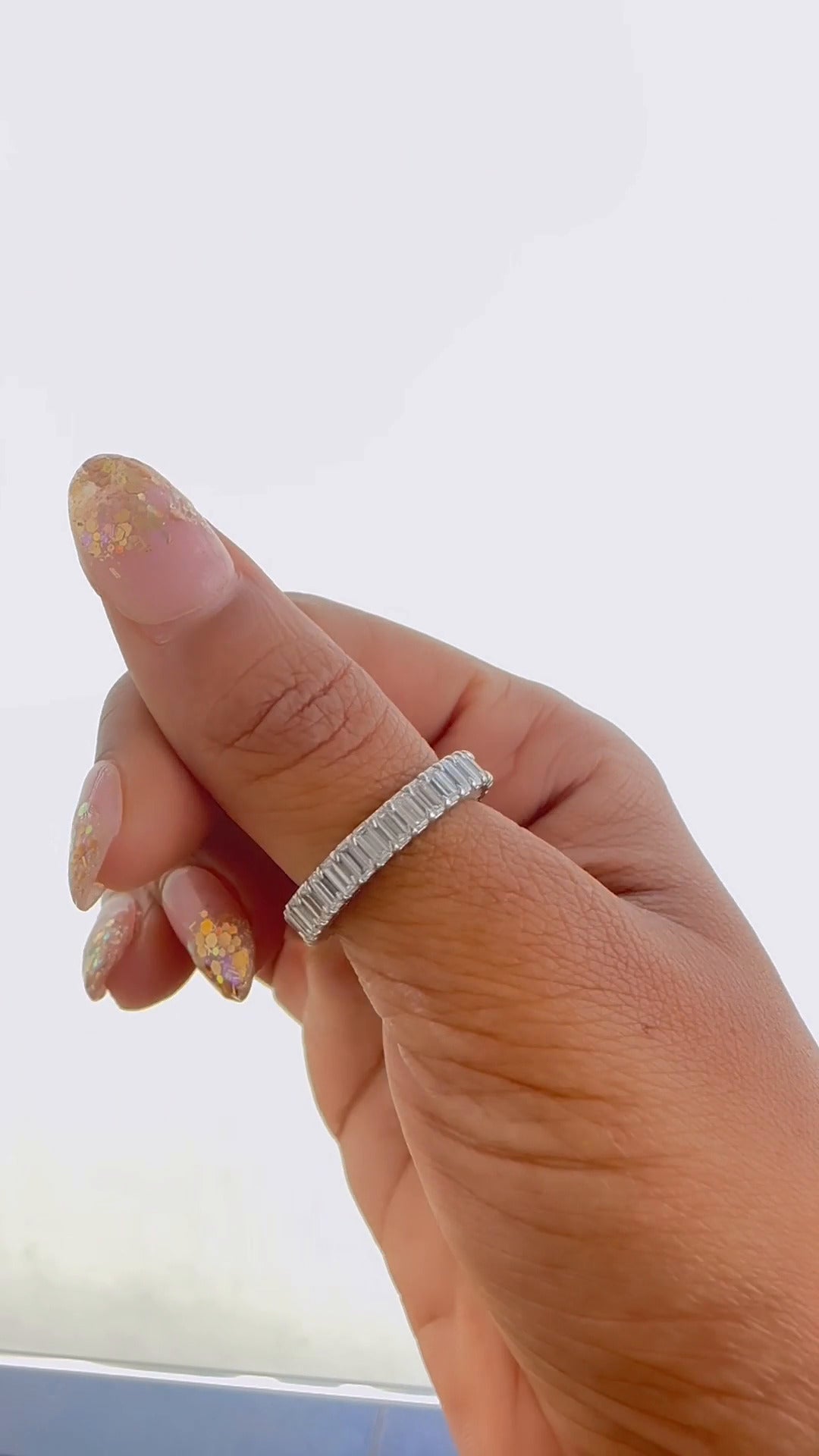 Classic Emerald Moissanite Eternity Band