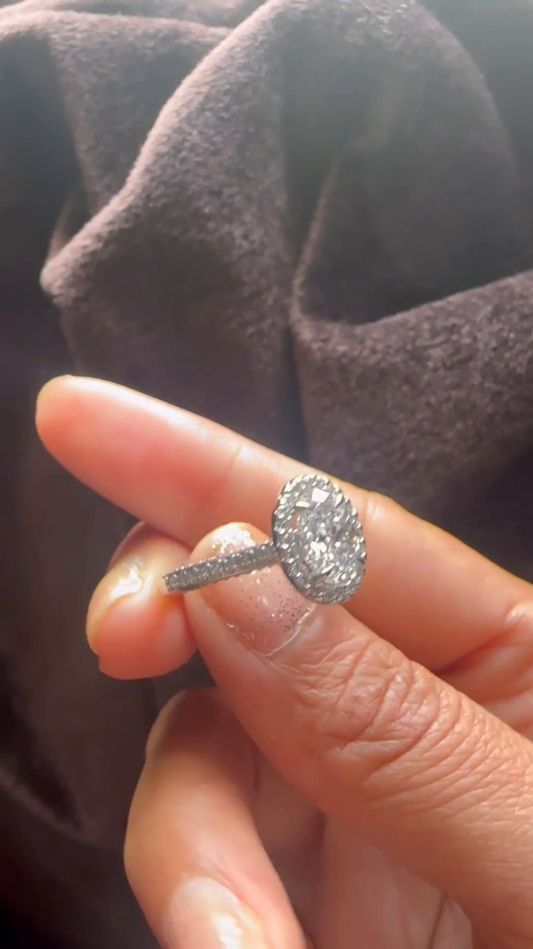 Clementine Oval Halo Moissanite Engagement Ring