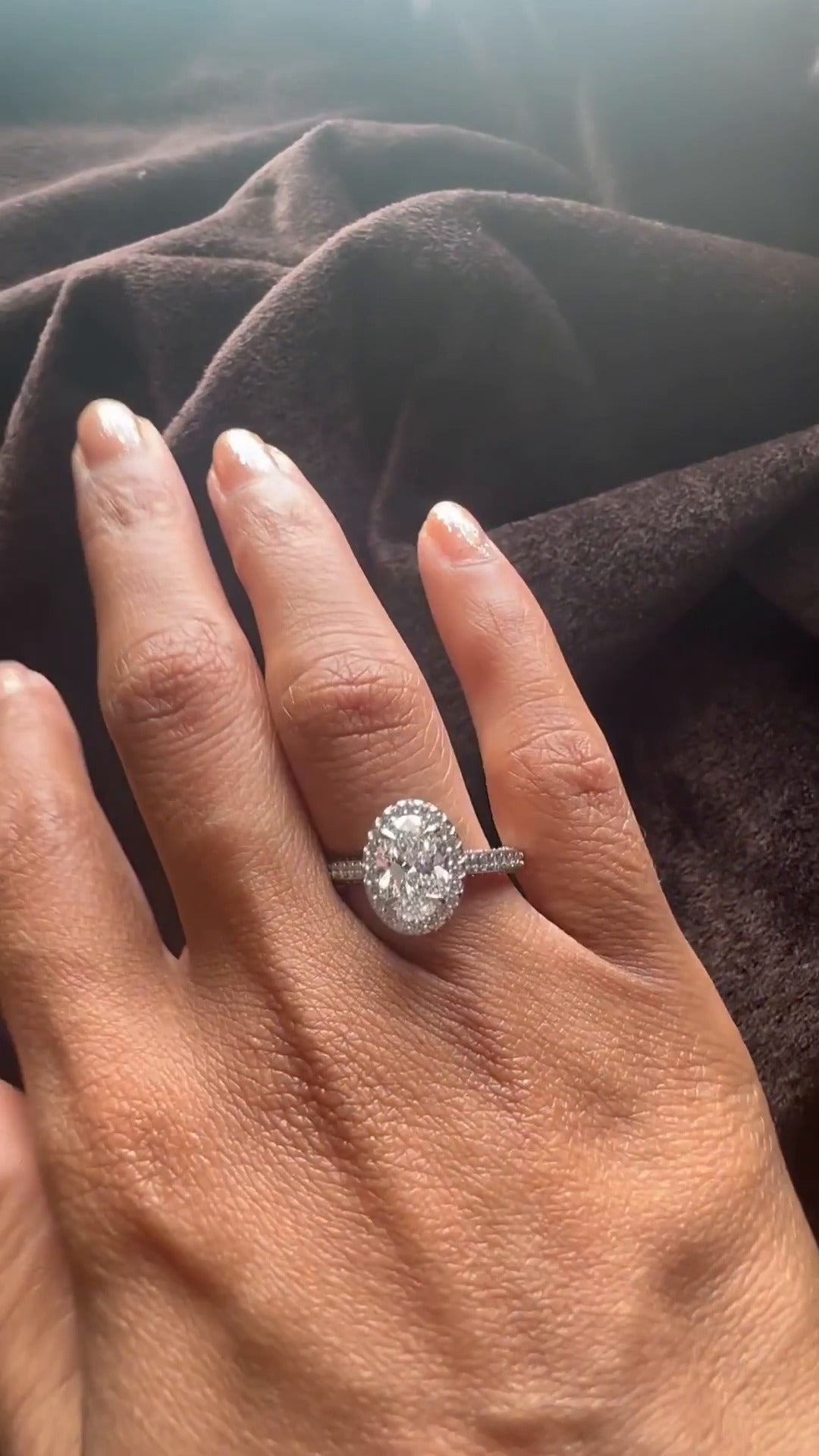 Clementine Oval Halo Moissanite Engagement Ring