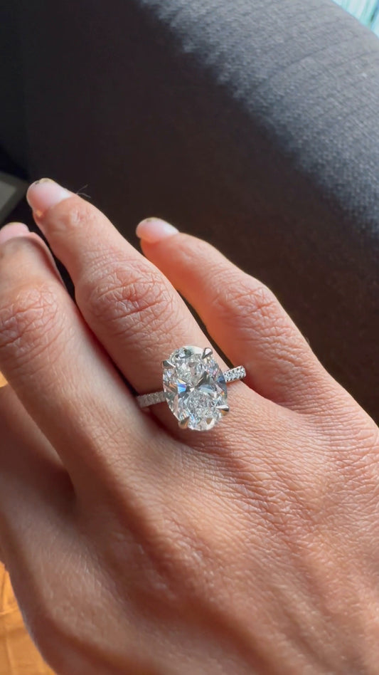 Clio Oval Diamond Band Moissanite Engagement Ring