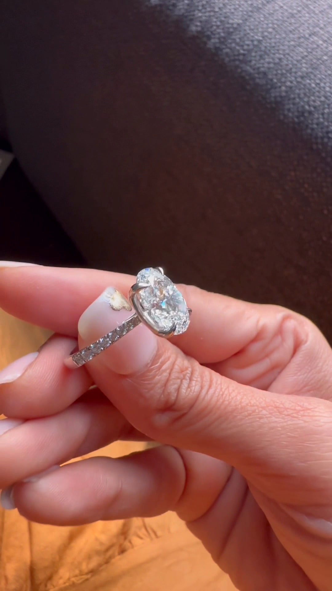 Clio Oval Diamond Band Moissanite Engagement Ring