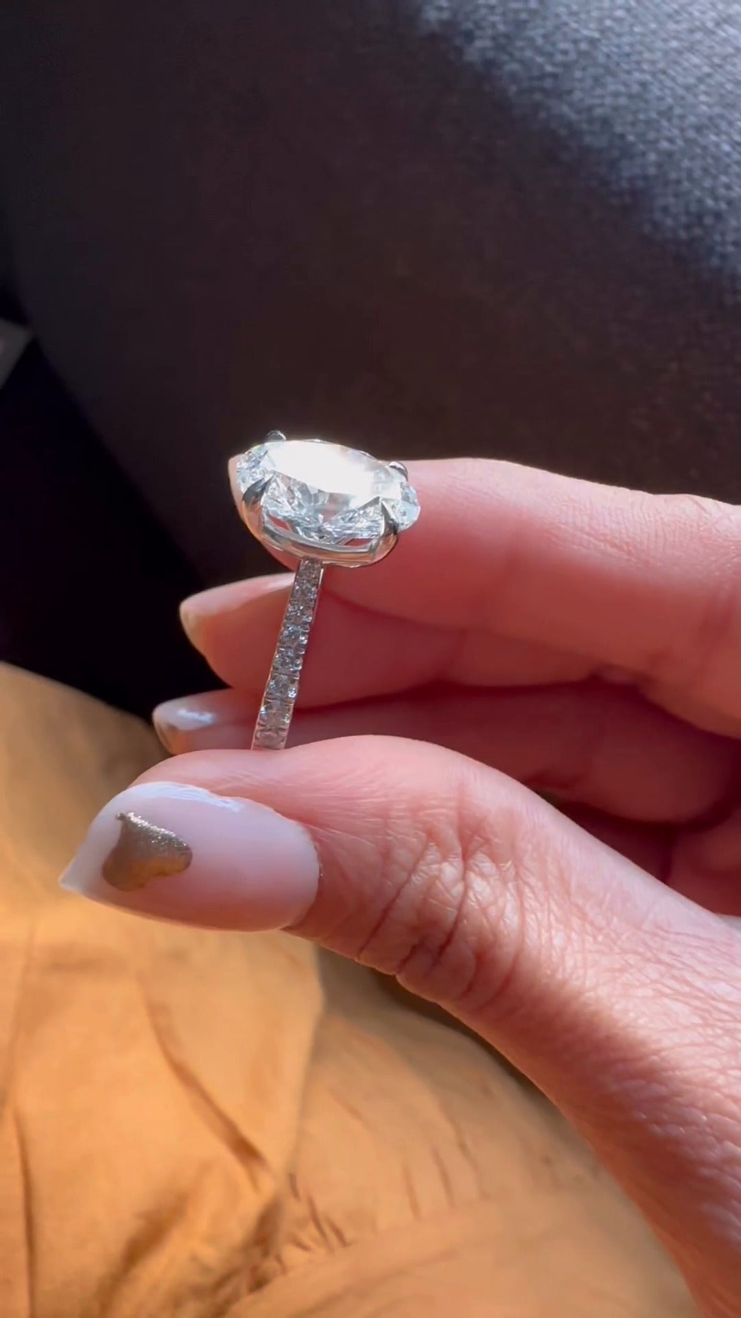 Clio Oval Diamond Band Moissanite Engagement Ring