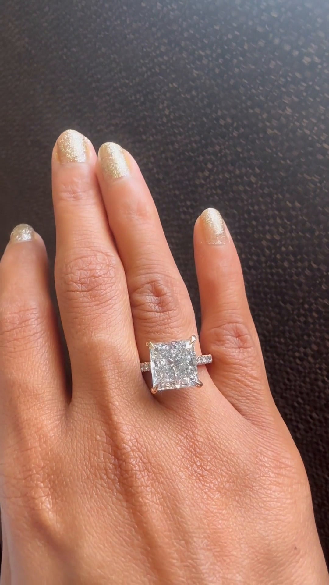 Clio Princess Diamond Band Moissanite Engagement Ring