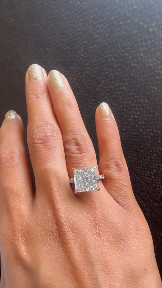 Clio Princess Diamond Band Moissanite Engagement Ring