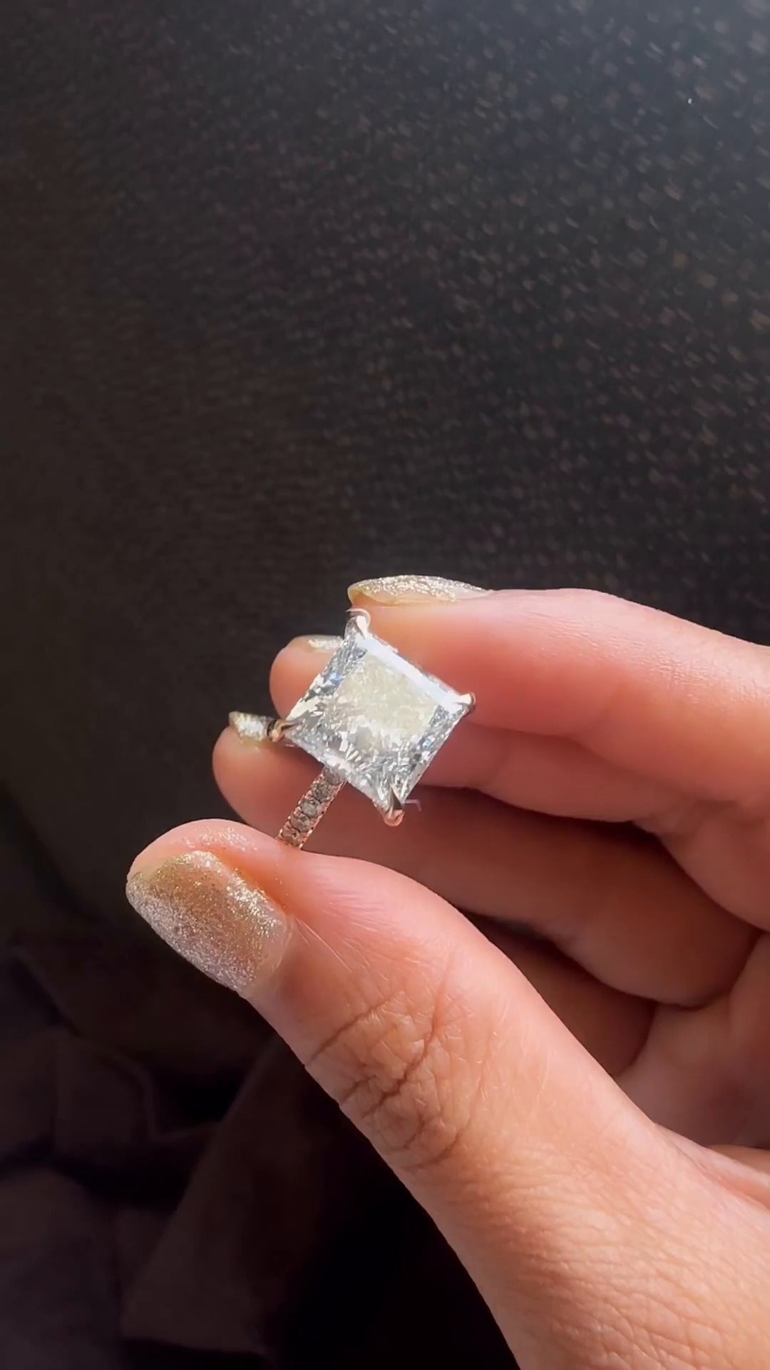 Clio Princess Diamond Band Moissanite Engagement Ring