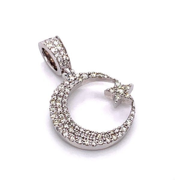 1.00 CT Moissanite Iced Out Crescent Star Pendant