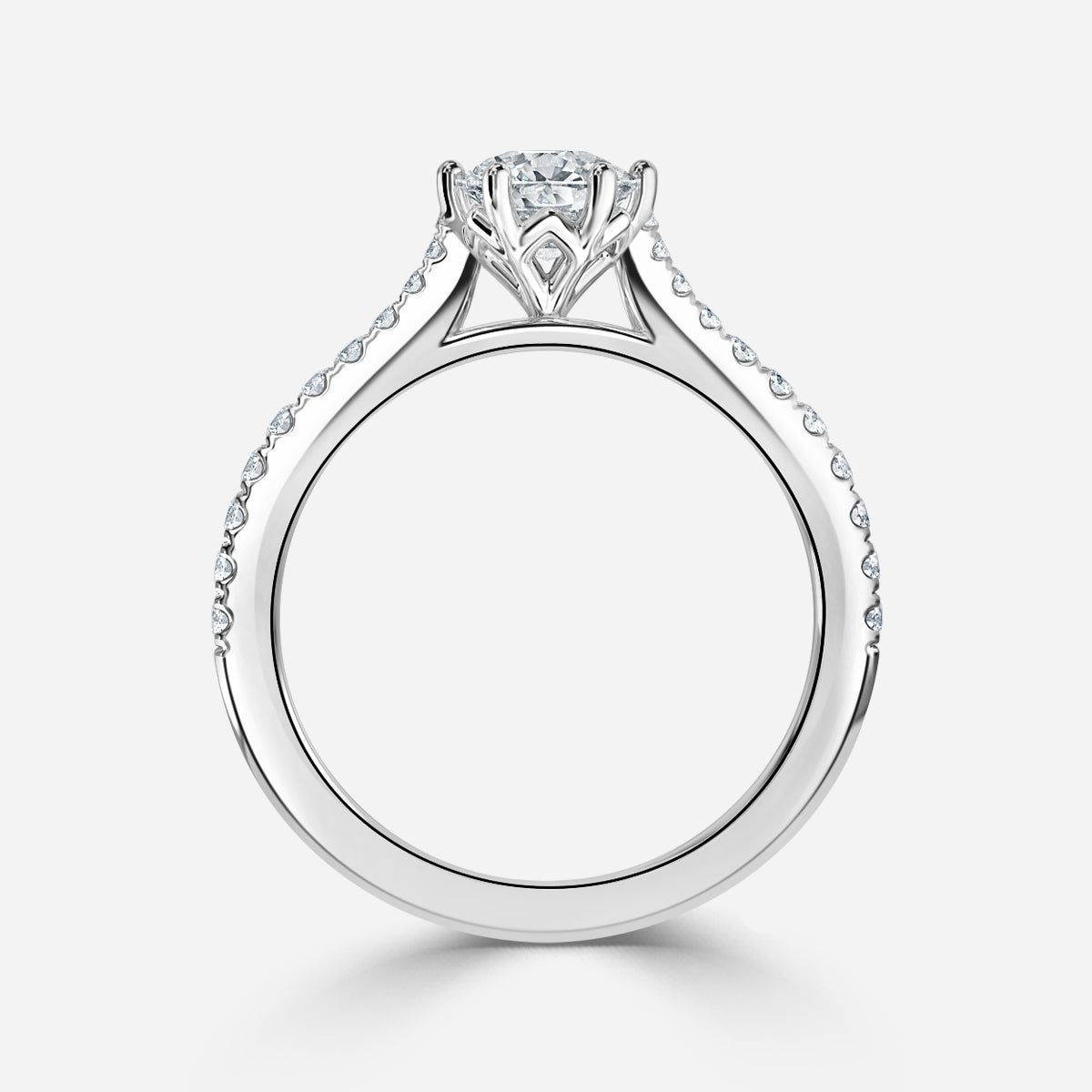 Odessa Cushion Diamond Band Moissanite Engagement Ring