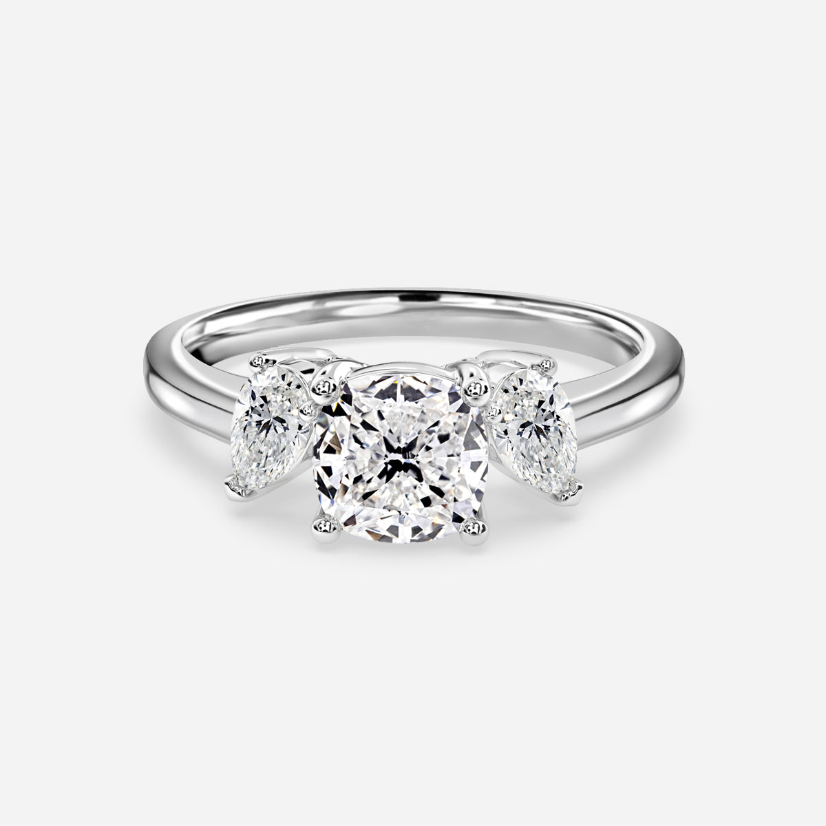 Jael Cushion Three Stone Moissanite Engagement Ring