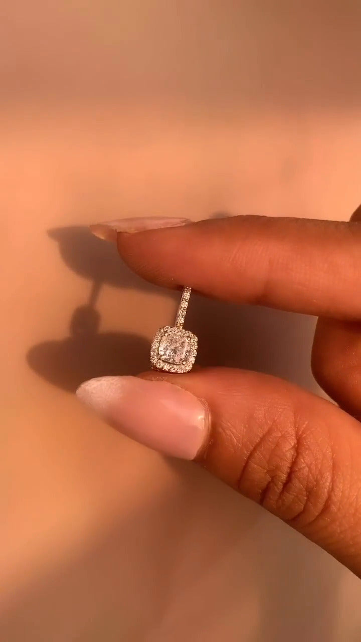 Cushion Moissanite Halo Pendant