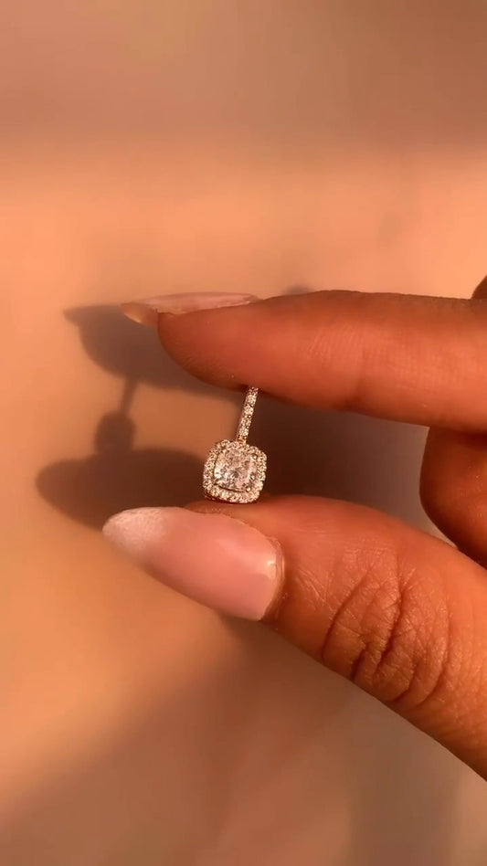 Cushion Moissanite Halo Pendant