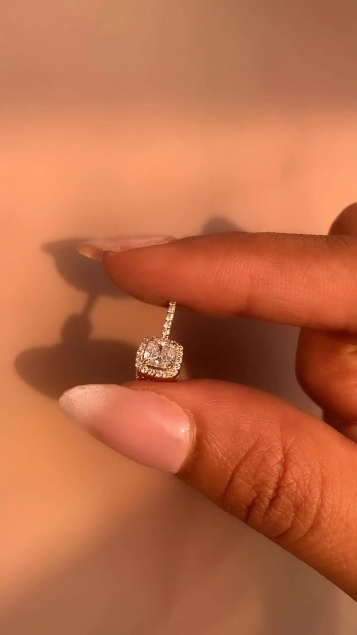 Cushion Moissanite Halo Pendant