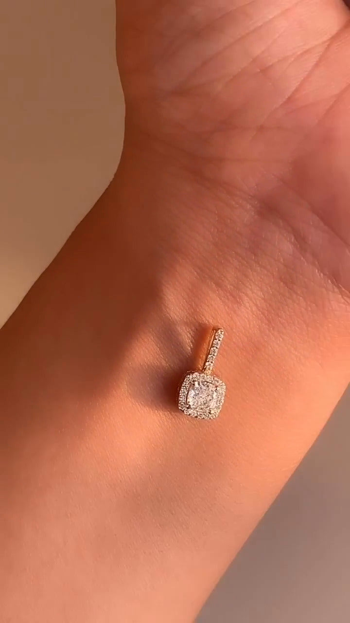 Cushion Moissanite Halo Pendant