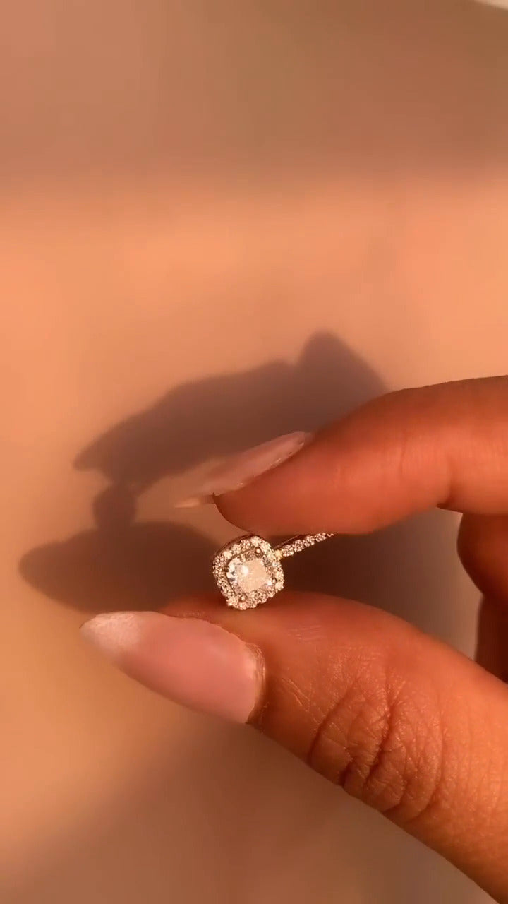 Cushion Moissanite Halo Pendant