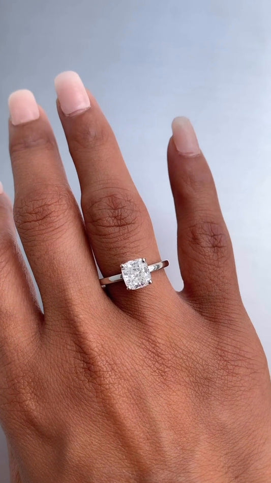 Dasha Cushion Solitaire Moissanite Engagement Ring