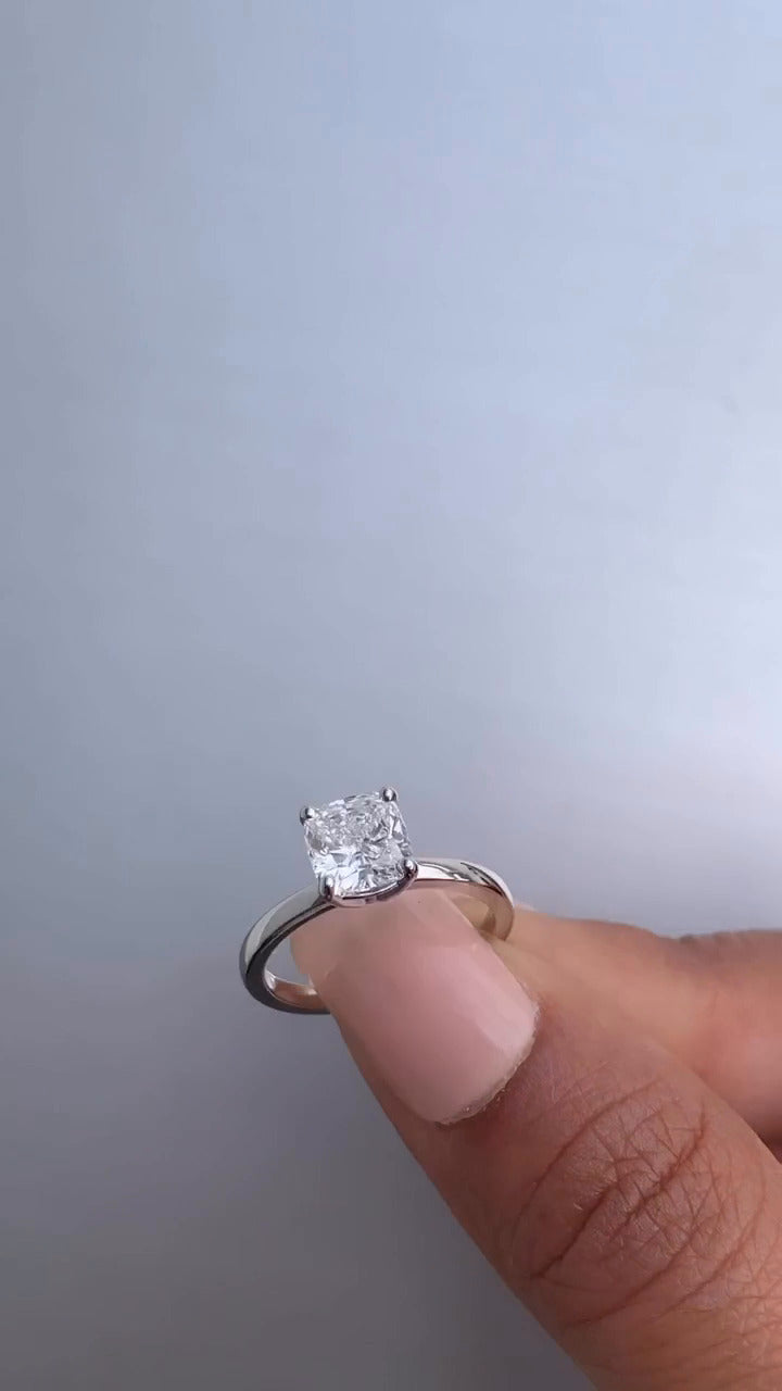 Dasha Cushion Solitaire Moissanite Engagement Ring