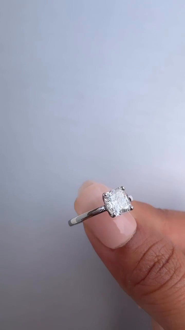 Dasha Cushion Solitaire Moissanite Engagement Ring