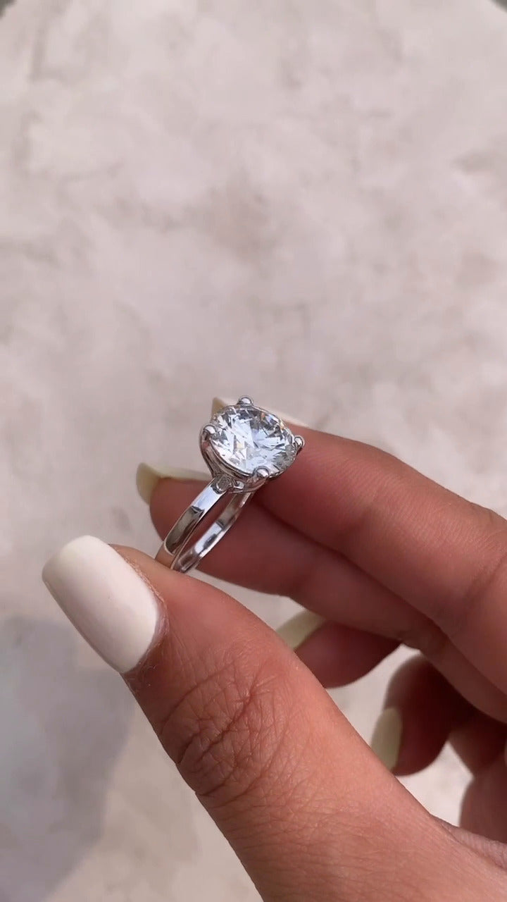 Dasha Round Solitaire Moissanite Engagement Ring