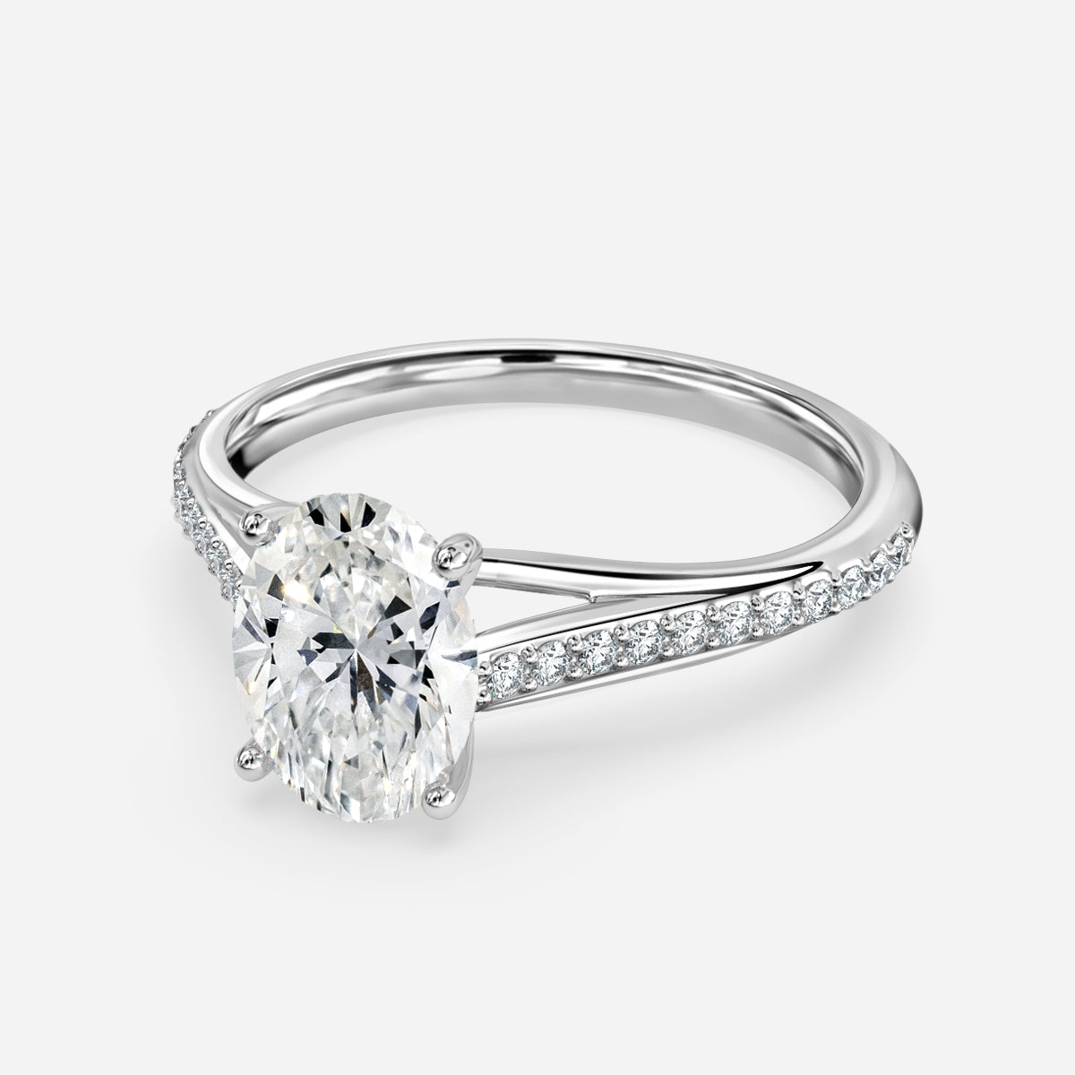 Jessamine Oval Diamond Band Moissanite Engagement Ring