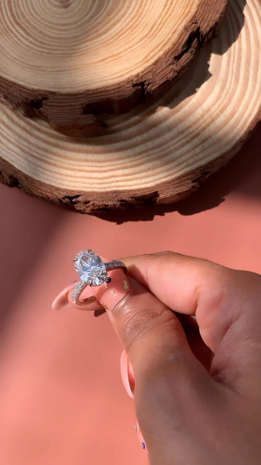 Devi Oval Hidden Halo Moissanite Engagement Ring