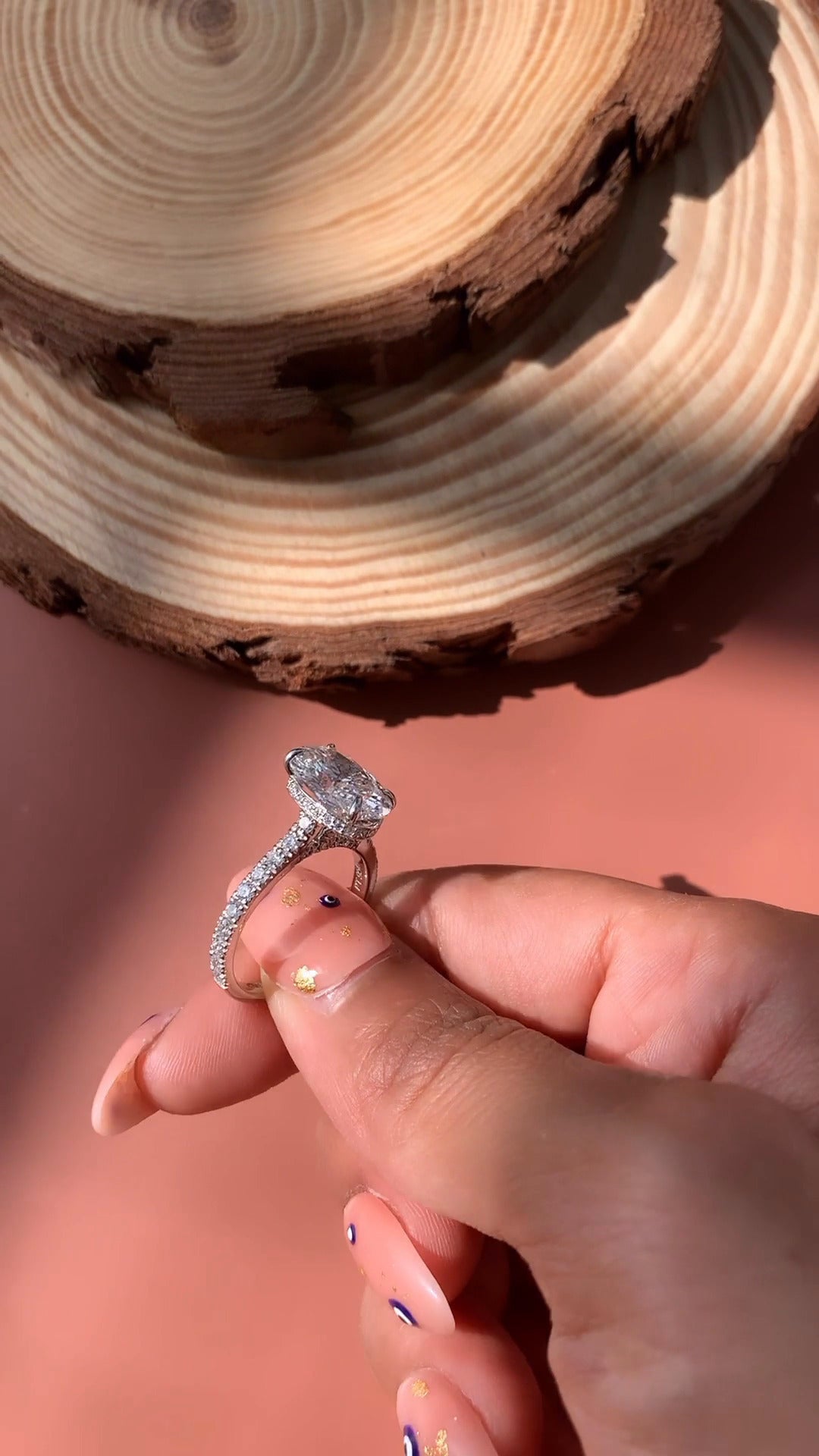 Devi Oval Hidden Halo Moissanite Engagement Ring