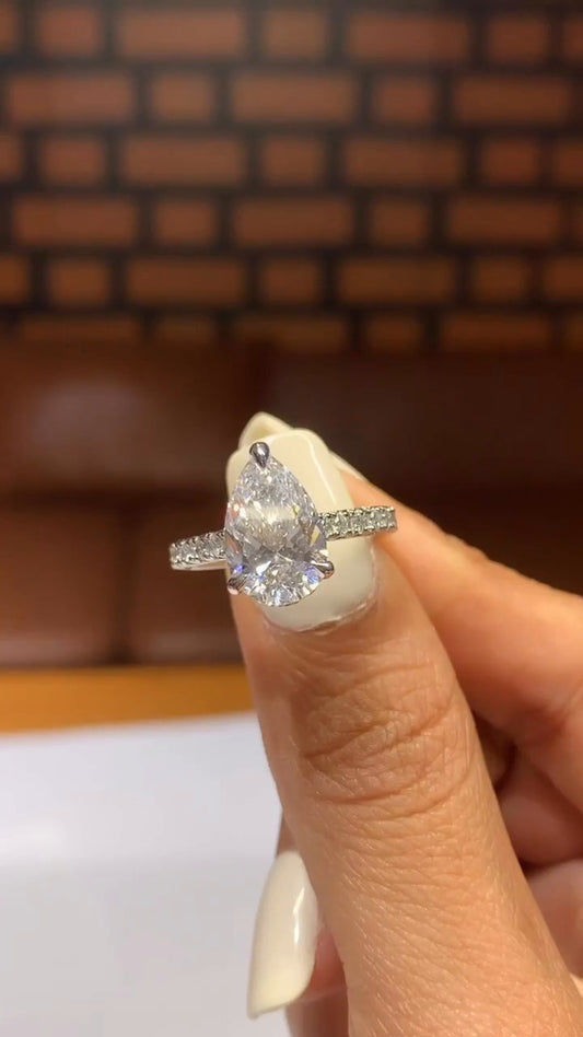 Devi Pear Hidden Halo Moissanite Engagement Ring