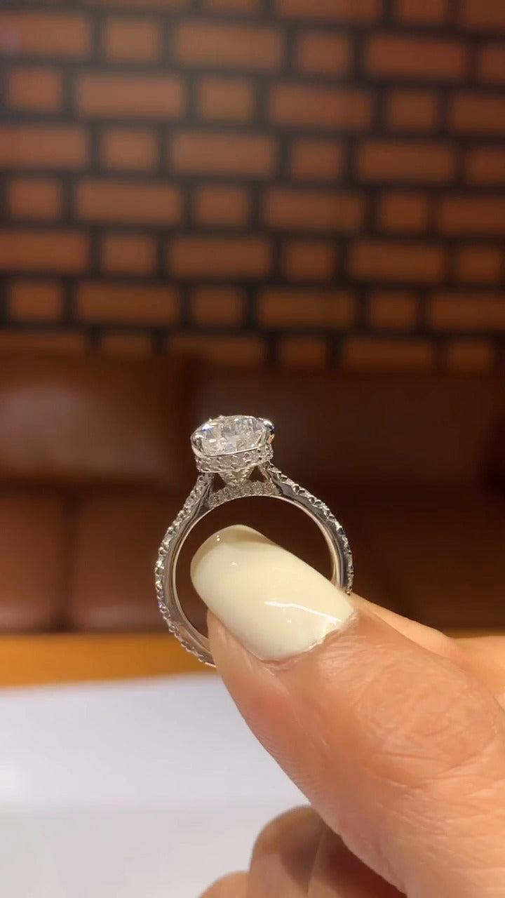 Devi Pear Hidden Halo Moissanite Engagement Ring