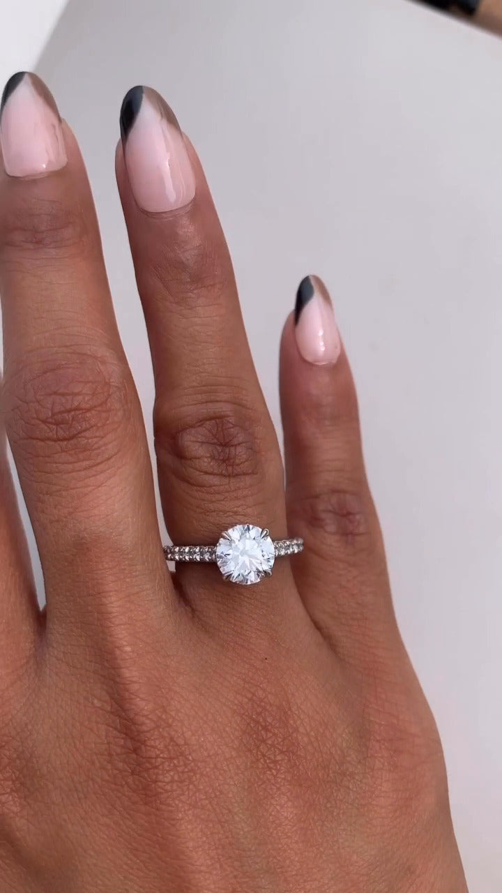 Devi Round Hidden Halo Moissanite Engagement Ring