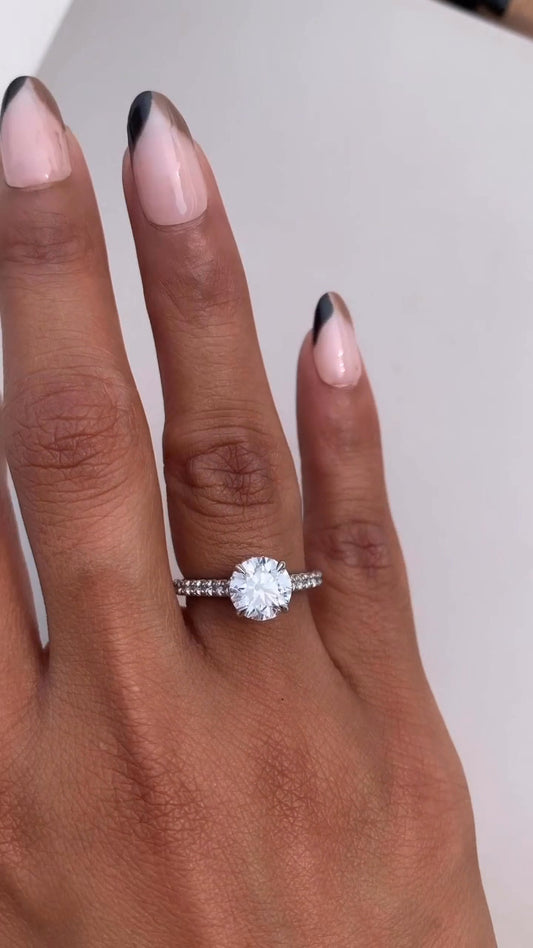 Devi Round Hidden Halo Moissanite Engagement Ring
