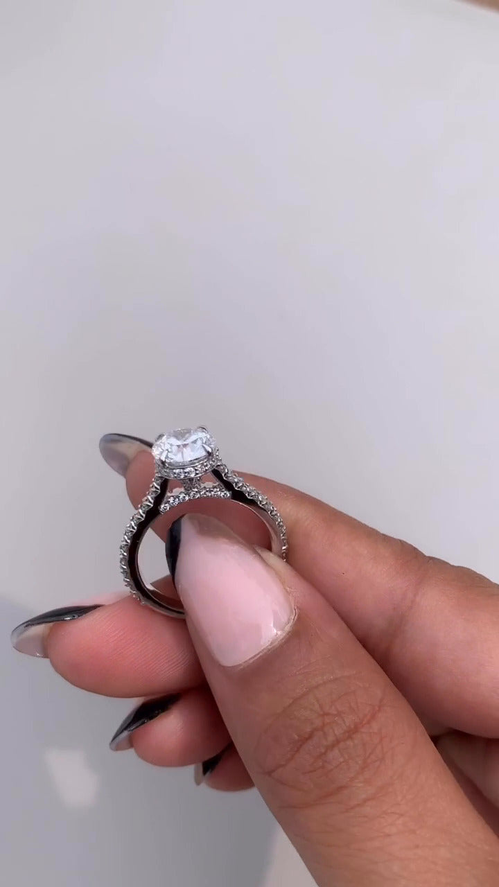 Devi Round Hidden Halo Moissanite Engagement Ring