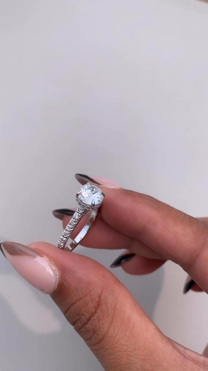 Devi Round Hidden Halo Moissanite Engagement Ring