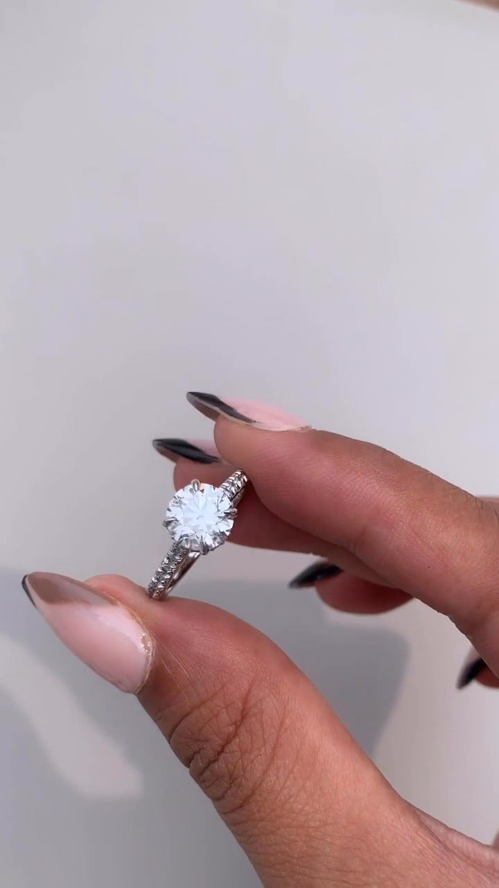 Devi Round Hidden Halo Moissanite Engagement Ring
