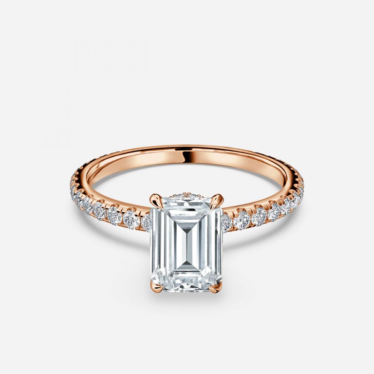 Astrid Emerald Hidden Halo Moissanite Engagement Ring