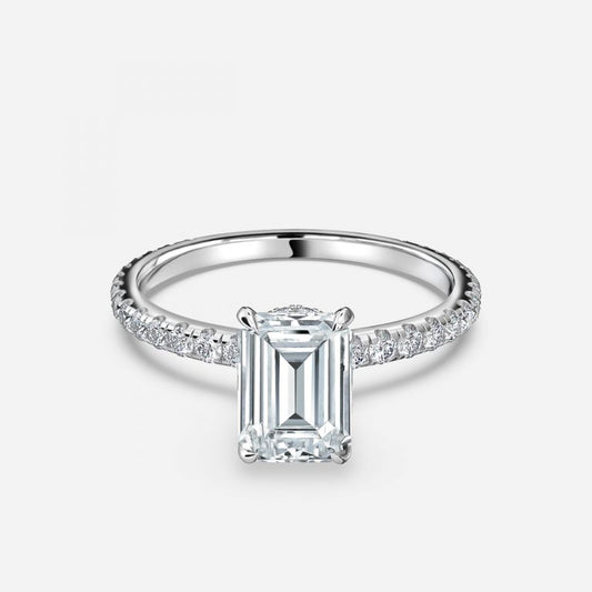 Astrid Emerald Hidden Halo Moissanite Engagement Ring